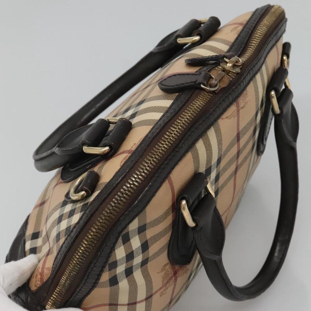 BURBERRY Nova Check Hand Bag PVC Beige Gold Auth 124791 - Picture 6 of 16